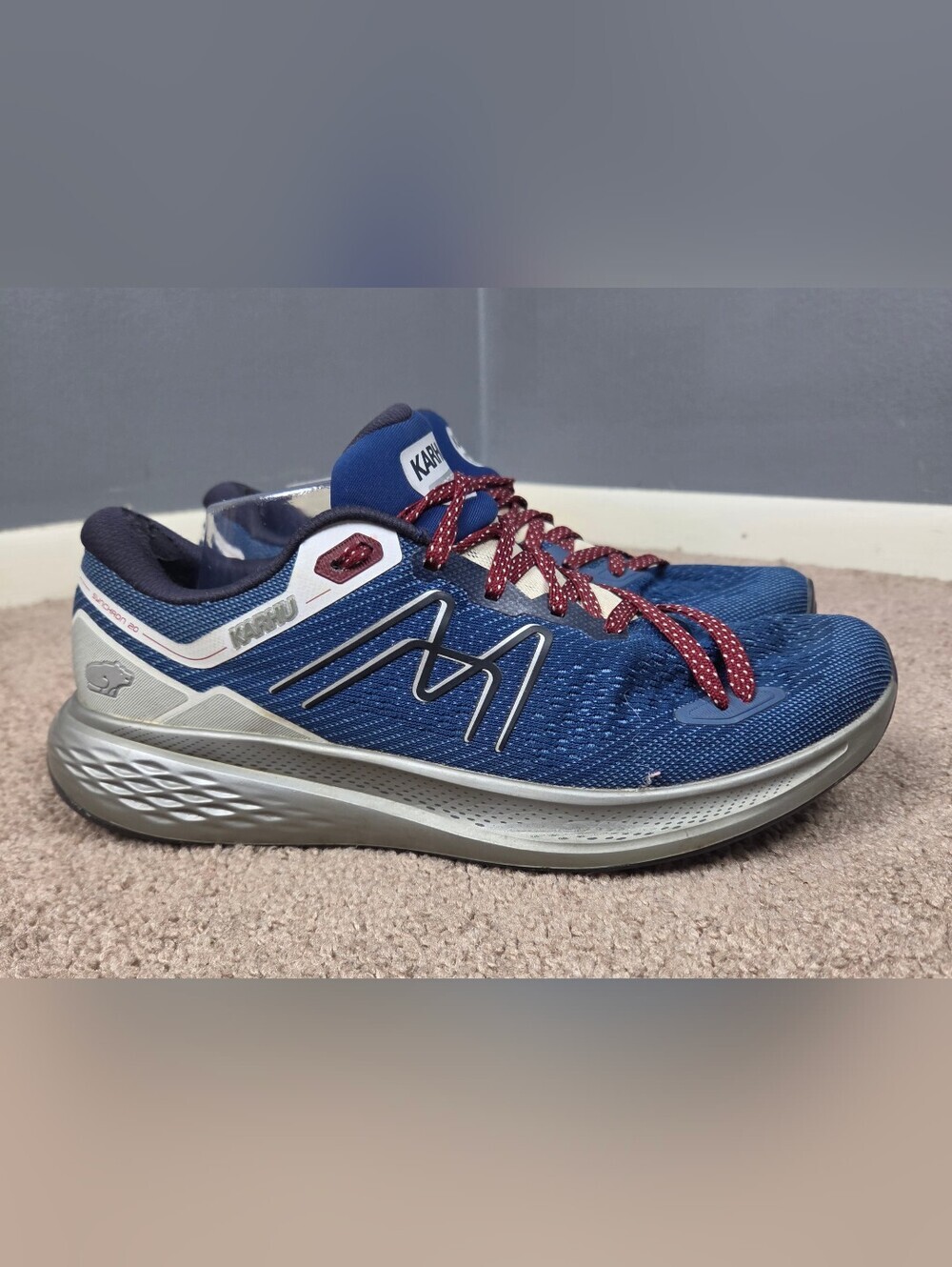 Men’s Blue Performance Sneakers with Burgundy Laces